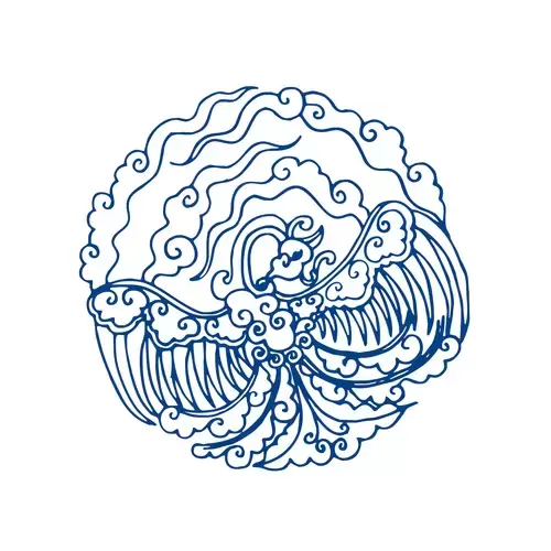 Blue And White Porcelain Pattern,Phoenix Illustration Material