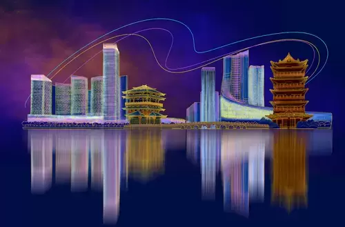 Chinese City Illustration Material