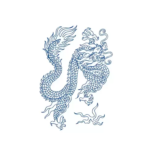 Blue And White Porcelain Pattern,Dragon Illustration Material