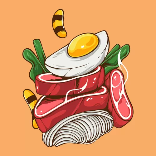 Comic style food Illustration Material