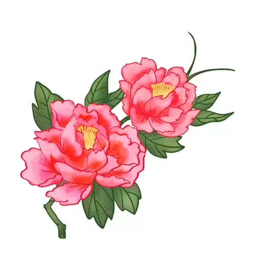 Purple Peony Flower Illustration Material