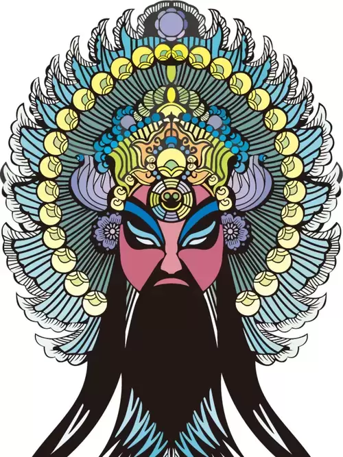 Peking Opera Masks Illustration Material