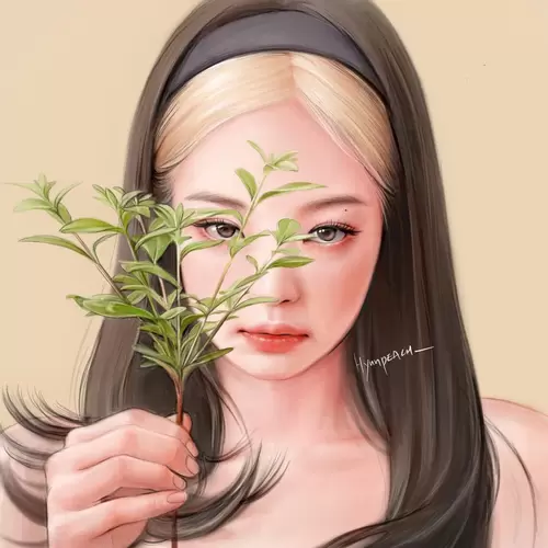 Beautiful Girl,Plant Illustration Material