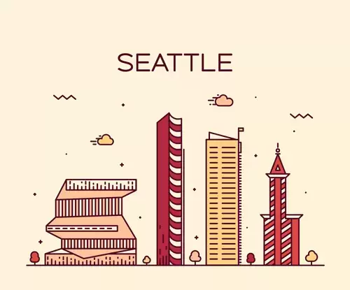 Global City,Seattle Illustration Material