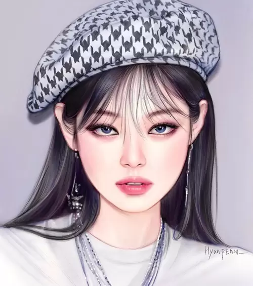 Beautiful Girl,Houndstooth Hat Illustration Material