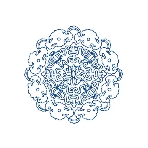 Blue And White Porcelain Pattern Illustration Material