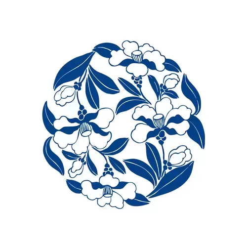 Blue And White Porcelain Pattern Illustration Material