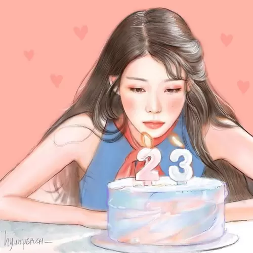 Beautiful Girl,Happy birthday Illustration Material