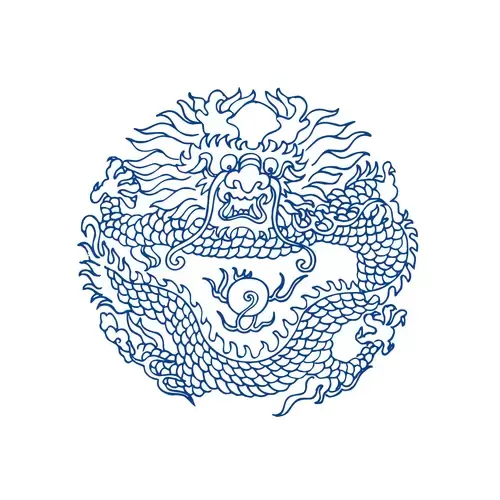 Blue And White Porcelain Pattern,Dragon Illustration Material