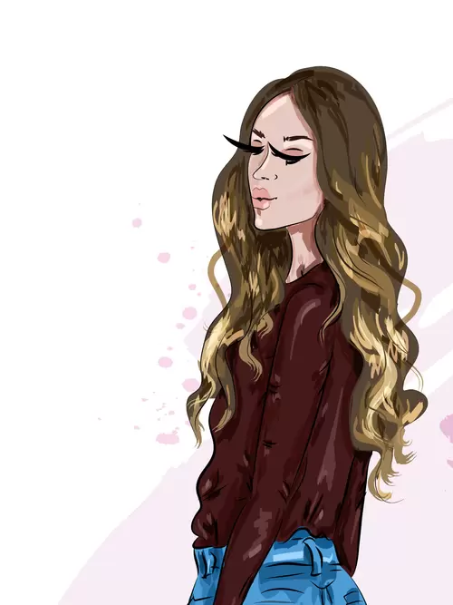 Fashion Woman,Painted Illustration Material