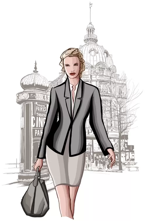 Fashion Woman,Cartoon,Painted Illustration Material