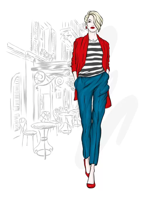 European and American fashionable women Illustration Material