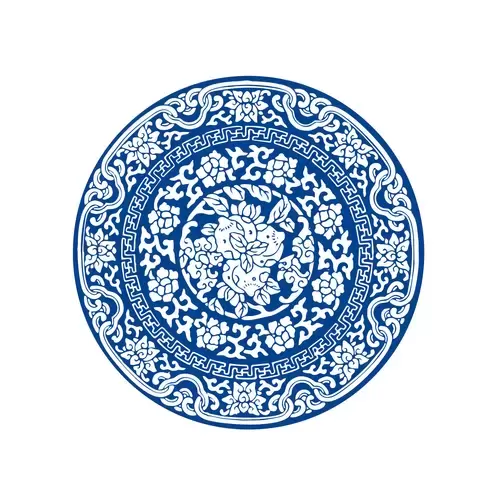 Blue And White Porcelain Pattern Illustration Material