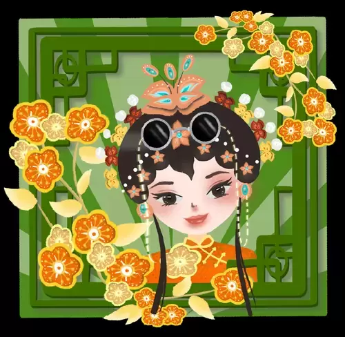 Girl in Cheongsam Illustration Material