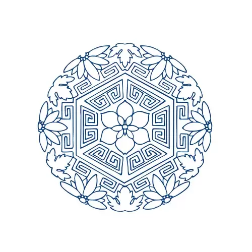 Blue And White Porcelain Pattern Illustration Material