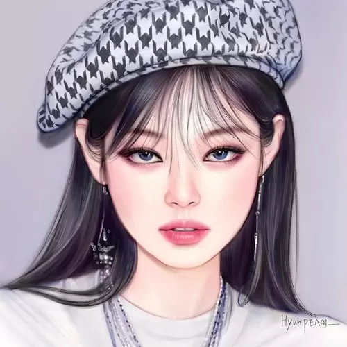 Beautiful Girl,Houndstooth Hat Illustration Material