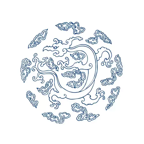 Blue And White Porcelain Pattern,Dragon Illustration Material