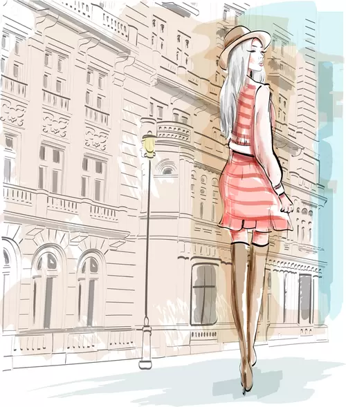 Sweet Fashion Women Illustration Material