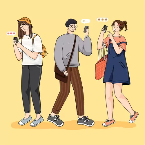 Boys and girls, Cartoon characters Illustration Material