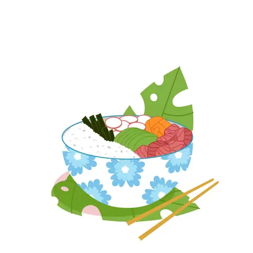 Local cuisine,Poke bowl Illustration Material