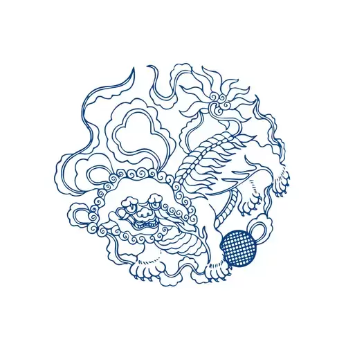 Blue And White Porcelain Pattern,麒麟 Illustration Material