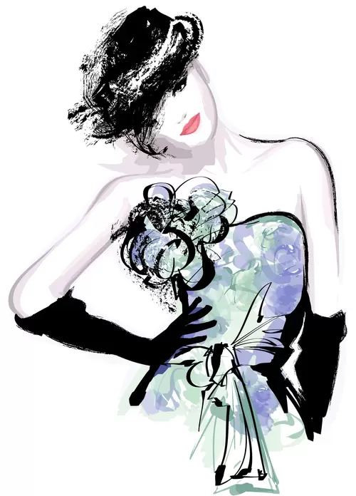 Fashion Woman,Cartoon,Painted Illustration Material