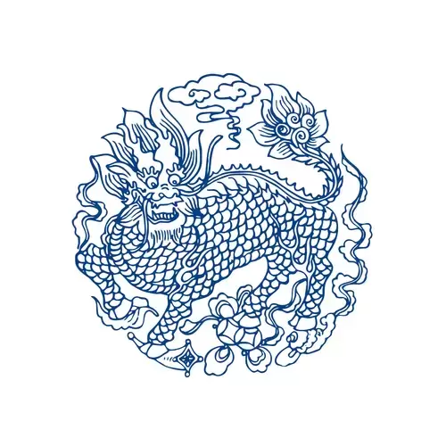 Blue And White Porcelain Pattern,麒麟 Illustration Material