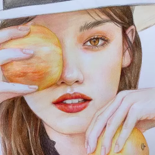 Beautiful Girl,Naughty,Fruit Illustration Material