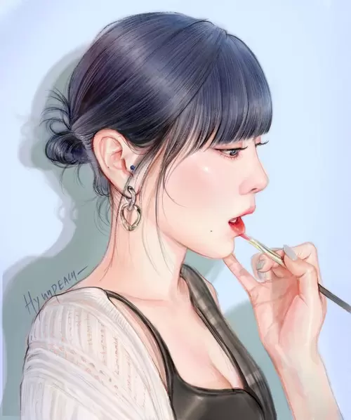 Beautiful Girl,Painted lips Illustration Material