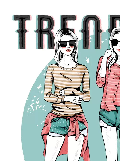Fashion Woman,Painted Illustration Material