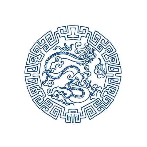 Blue And White Porcelain Pattern,Dragon Illustration Material