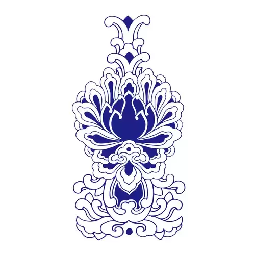 Blue and White Pottery Pattern Illustration Material