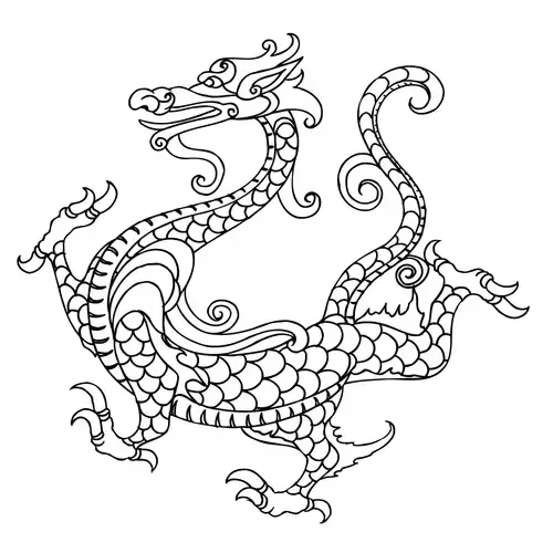 Pattern Dragon and Phoenix Illustration Material