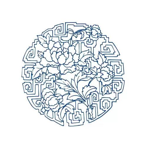 Blue And White Porcelain Pattern Illustration Material