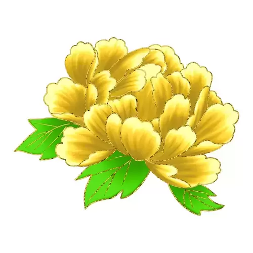 Yellow Peony Flower Illustration Material