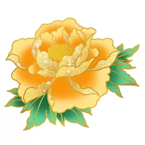 Yellow Peony Flower Illustration Material