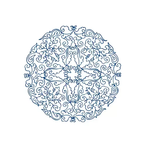 Blue And White Porcelain Pattern Illustration Material