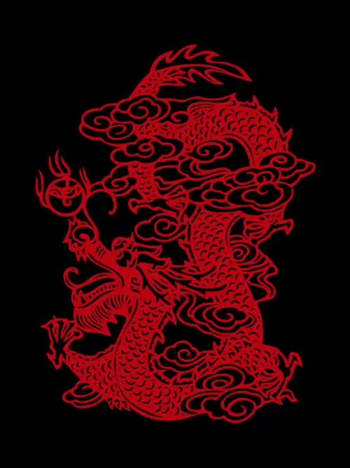 Dragon and Phoenix Pattern Illustration Material