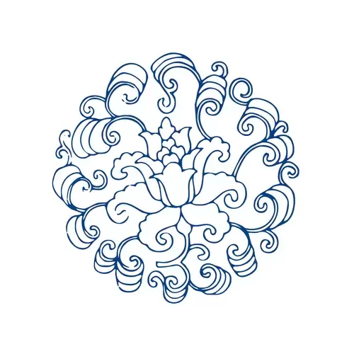 Blue And White Porcelain Pattern Illustration Material