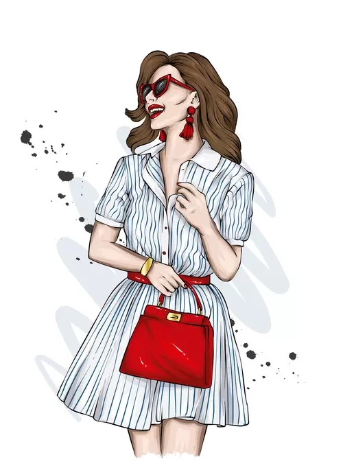 European and American fashionable women Illustration Material