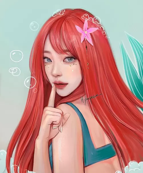 Beautiful Girl,Redhead Woman,Quietly Illustration Material