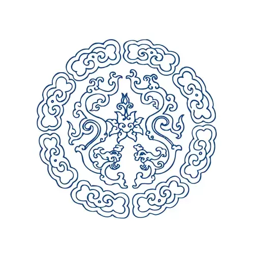 Blue And White Porcelain Pattern Illustration Material