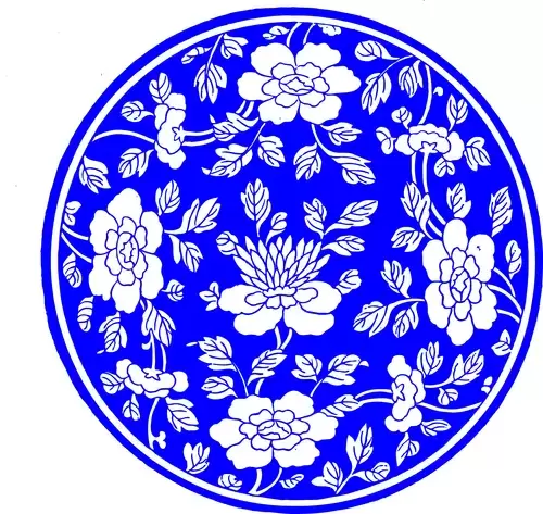 Blue and White Pottery Pattern Illustration Material