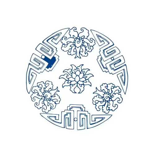 Blue And White Porcelain Pattern Illustration Material