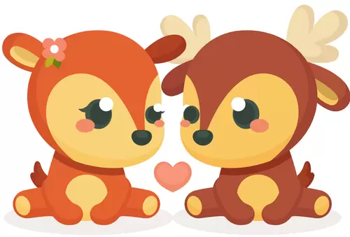 Animal couple Illustration Material