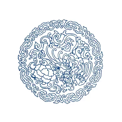 Blue And White Porcelain Pattern Illustration Material