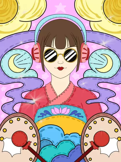 Girl in hanfu Illustration Material