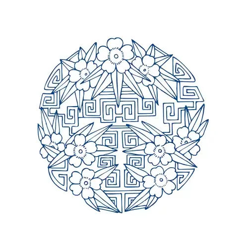 Blue And White Porcelain Pattern Illustration Material