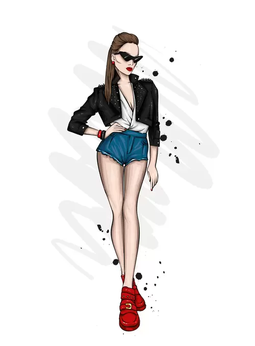 European and American fashionable women Illustration Material