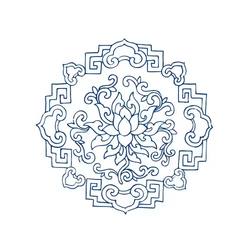 Blue And White Porcelain Pattern Illustration Material